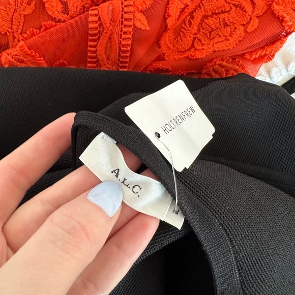 A.L.C. SLeeveless Bodycon Midi Dress Black w/ White Contrast On Shoulder Sz M - Picture 3 of 10